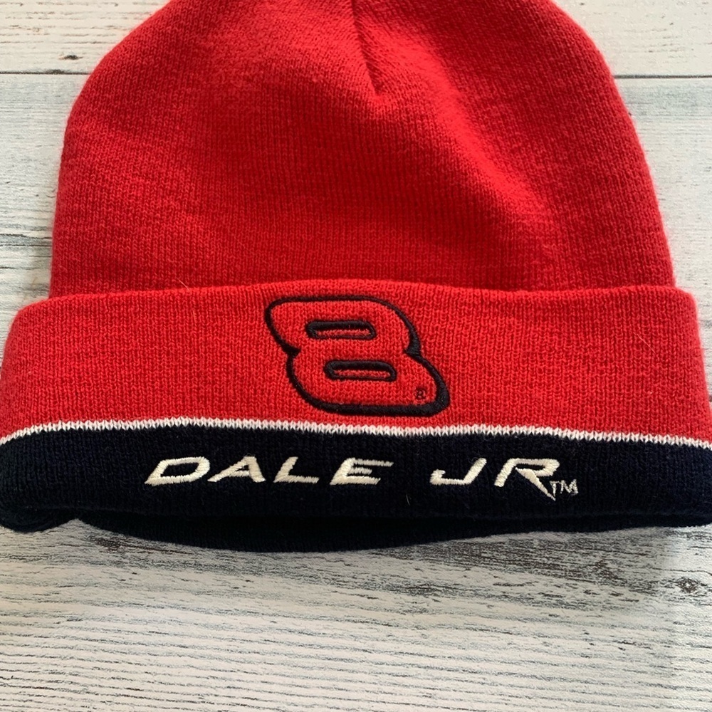 Dale Jr. Budweiser Red and Black  Beanie Hat NASCAR Unisex